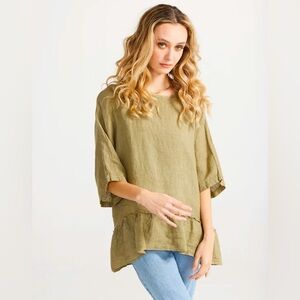 Easel L tunic flare lime green 100 cotton mini dress or long top